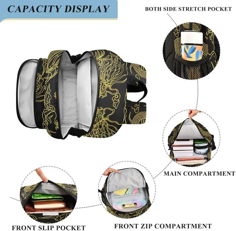 ODAWA Dragons Clouds Boys School Bag Laptop Backpack Purse Travel Bag Girls Boys Backpack