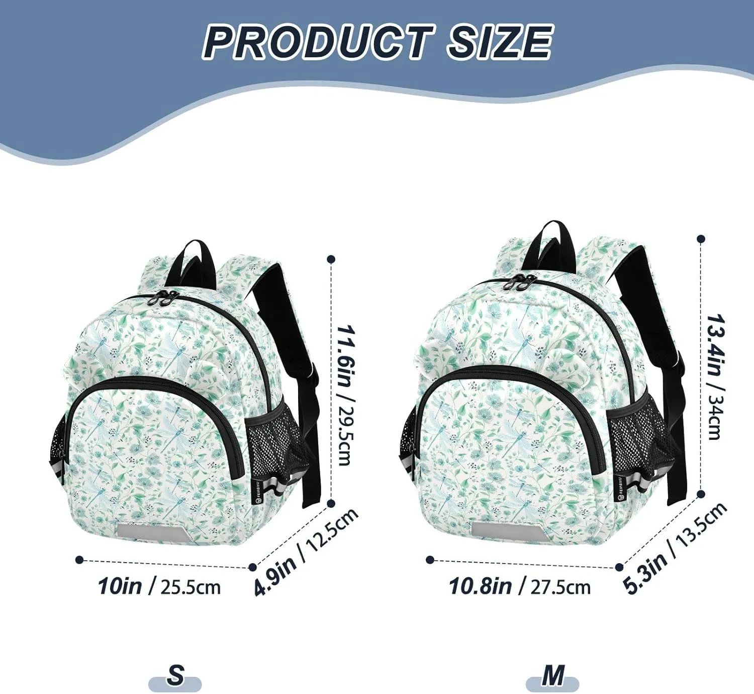ODAWA Little Boy Backpacks Toddler Dragonflies Flowers Leaves Kids Backpack, Travel Backpack for Kids