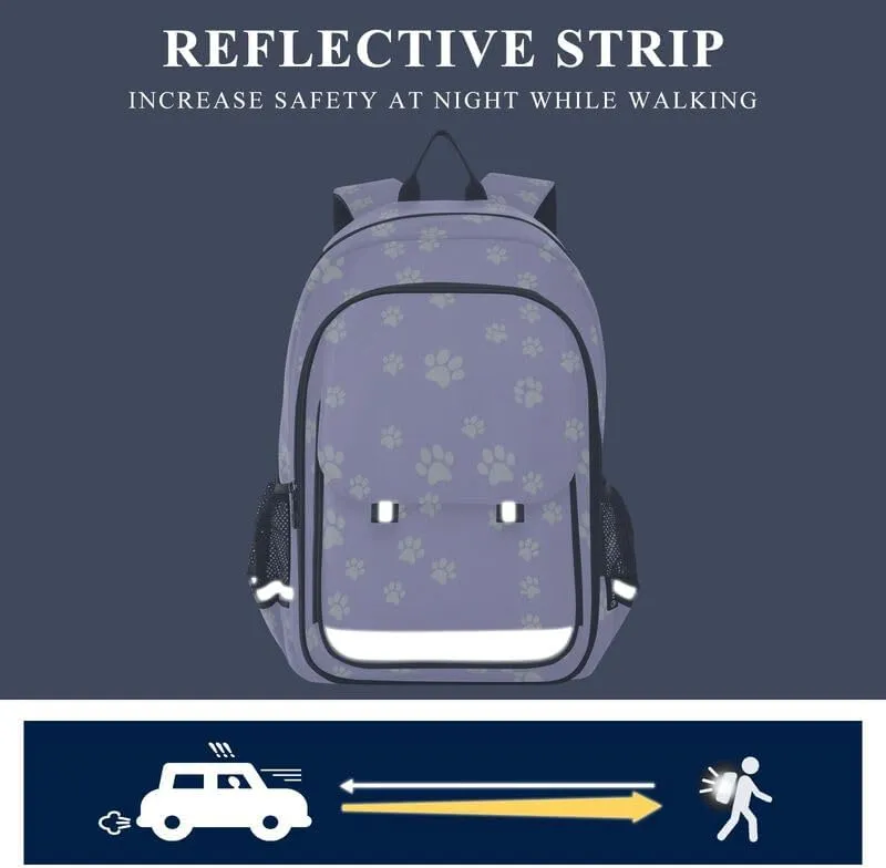 ODAWA Paw Prints Pastel Purple Tile Little Kids Backpack Laptop Backpack Purse Travel Bag Kids Backpack Ages 6-12