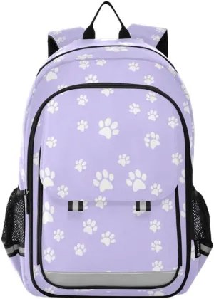ODAWA Paw Prints Pastel Purple Tile Little Kids Backpack Laptop Backpack Purse Travel Bag Kids Backpack Ages 6-12