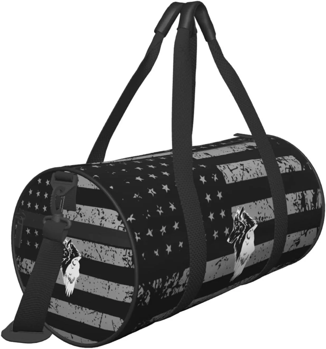 Odin Viking Norse Wolf Travel Luggage Duffel Bag Sports Rolling Foldable Duffel Bag, Black