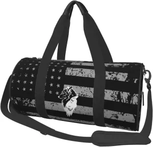 Odin Viking Norse Wolf Travel Luggage Duffel Bag Sports Rolling Foldable Duffel Bag, Black