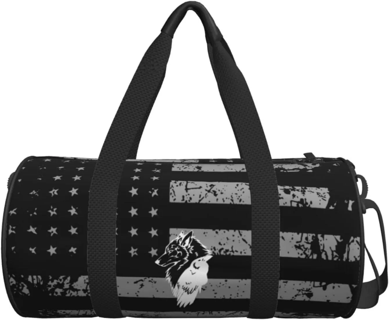 Odin Viking Norse Wolf Travel Luggage Duffel Bag Sports Rolling Foldable Duffel Bag, Black