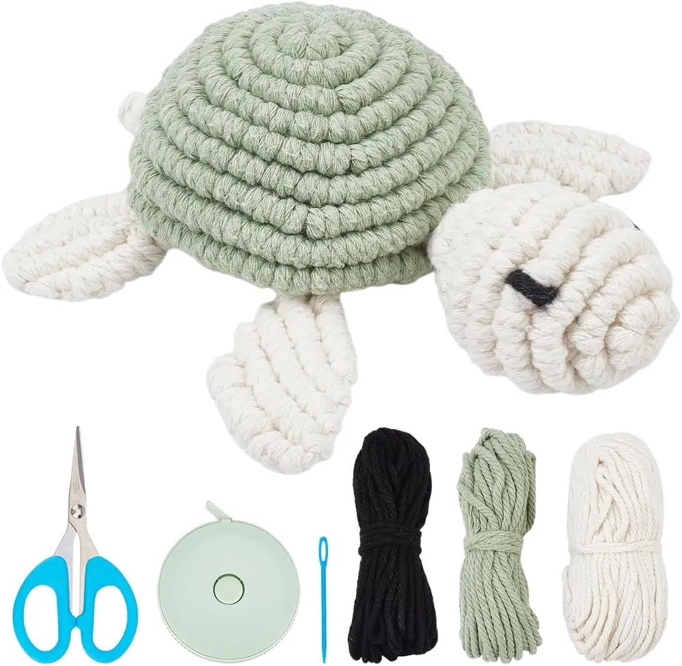 ORIGACH DIY Macrame Turtle Wall Hanging Kit Handmade Turtle Ornaments Kit for Beginners Adults Easy Macrame Starter Kit with Video Tutorials Instruction