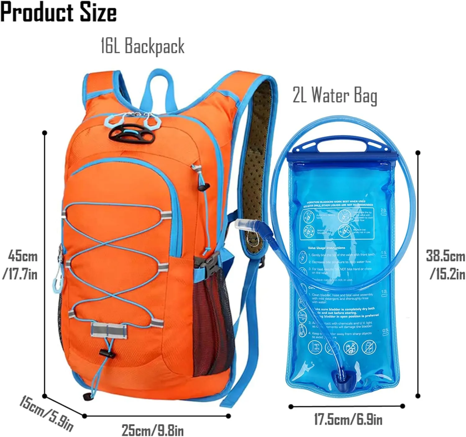 Outdoor Hydration Pack with 2L Water Bladder,Lightweight Running Backpack,Large Capacity Cycling Backpack,Daypack for Hiking Trail,Camping Backpack for Women Men
