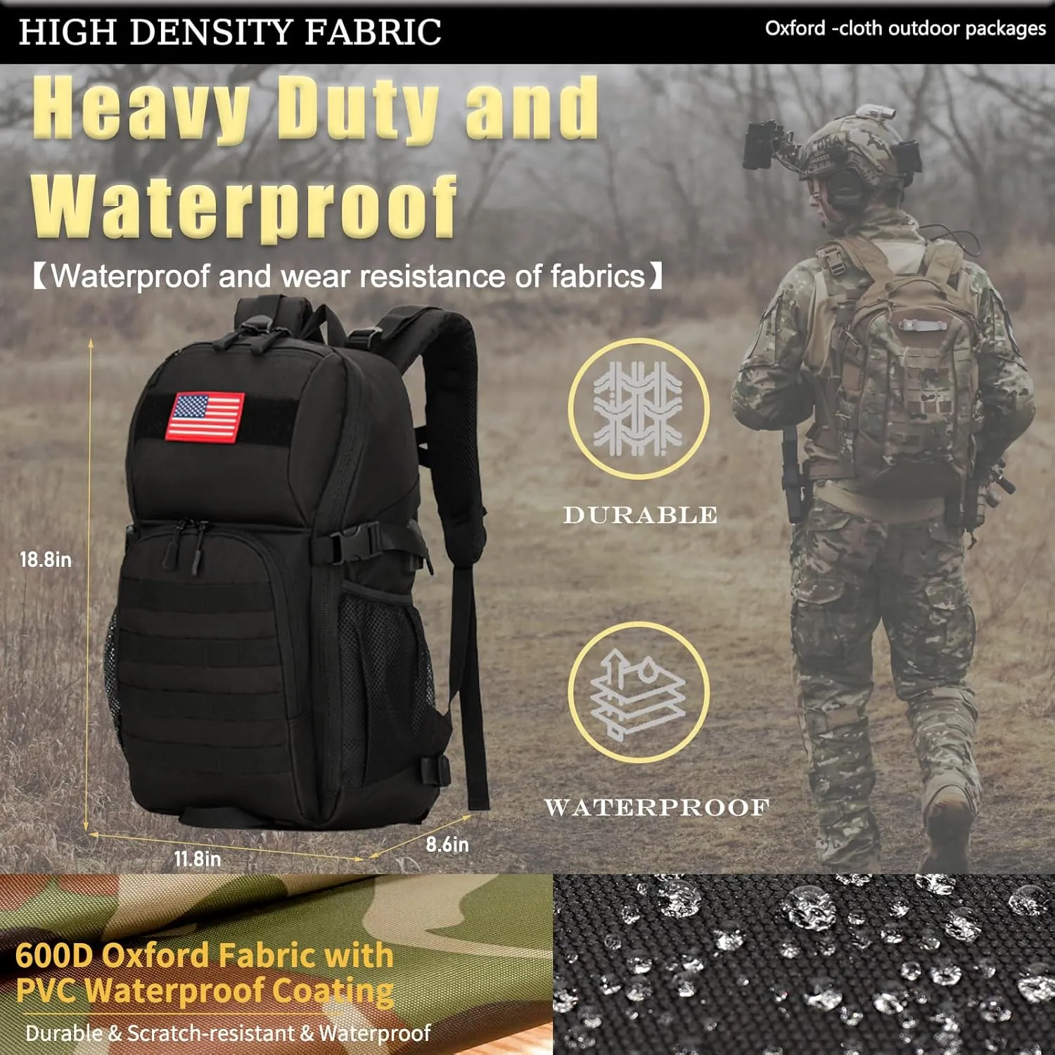 outdoor plus Camo Backpack,Military Boys Backpacks for School,Army Bookbag with USB Charging Port,30l/40L