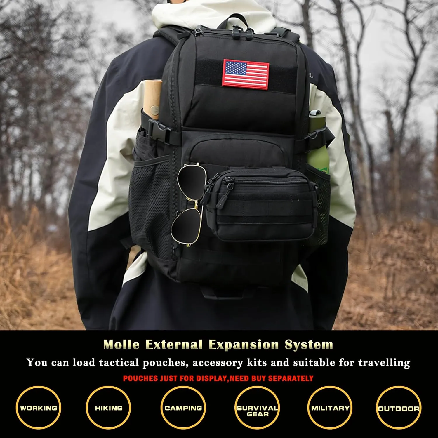 outdoor plus Camo Backpack,Military Boys Backpacks for School,Army Bookbag with USB Charging Port,30l/40L
