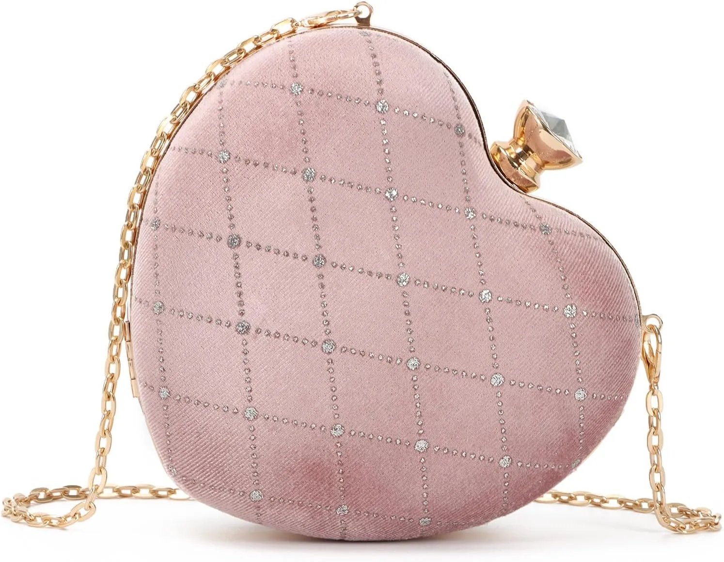 Oweisong Red Heart Shaped Purses for Women Black Velvet Clutch Bag Sparkling Rhinestone Evening Handbag for Wedding Party