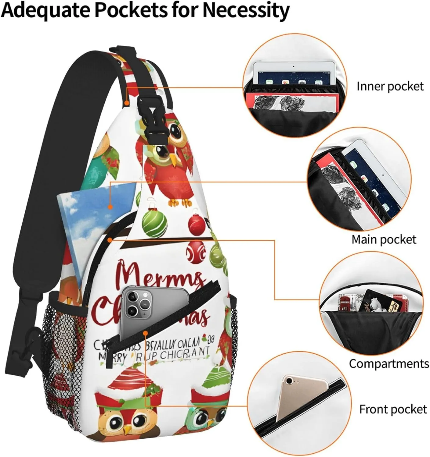 Owls On Tree Branches Print Cross Chest Bag Diagonally For Short-Distance Travel And Daily Use