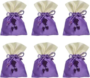 (Pack of 6) Korean Traditional Lucky Pouch Bag Purple Jewelry Pouch Coin Bags Gift Fabric wrapping