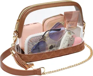 PACKISM Clear Bag for Stadium events - Cute Clear Purse for Women Crossbody & Adjustable Chain for Sports Games Concerts