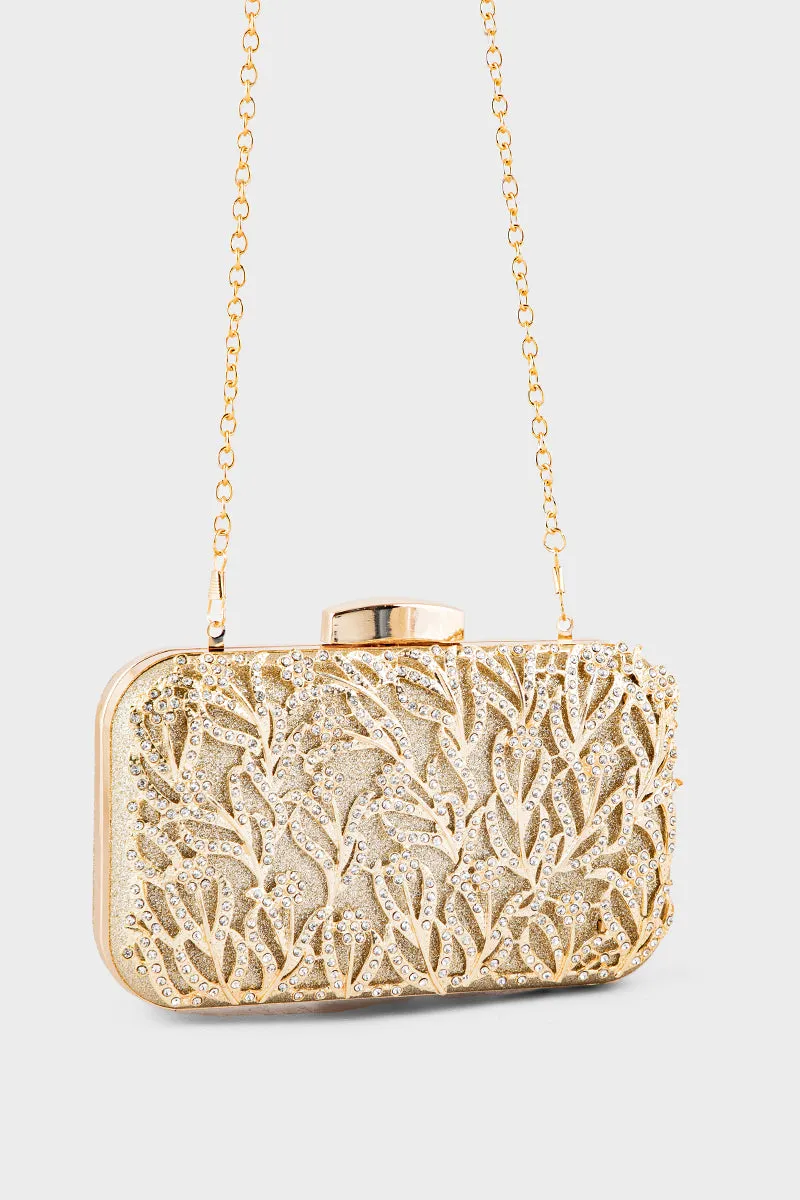 Party Wear Clutch BK4089-Golden