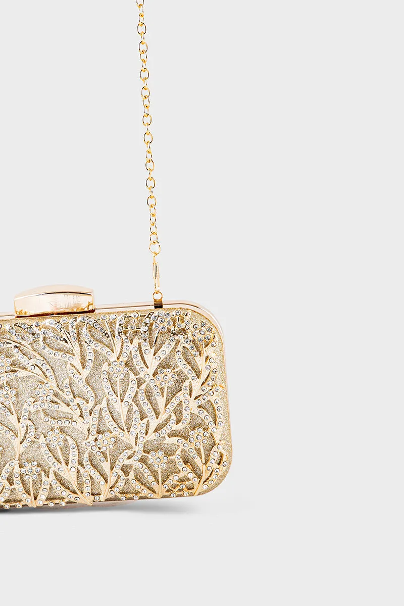 Party Wear Clutch BK4089-Golden