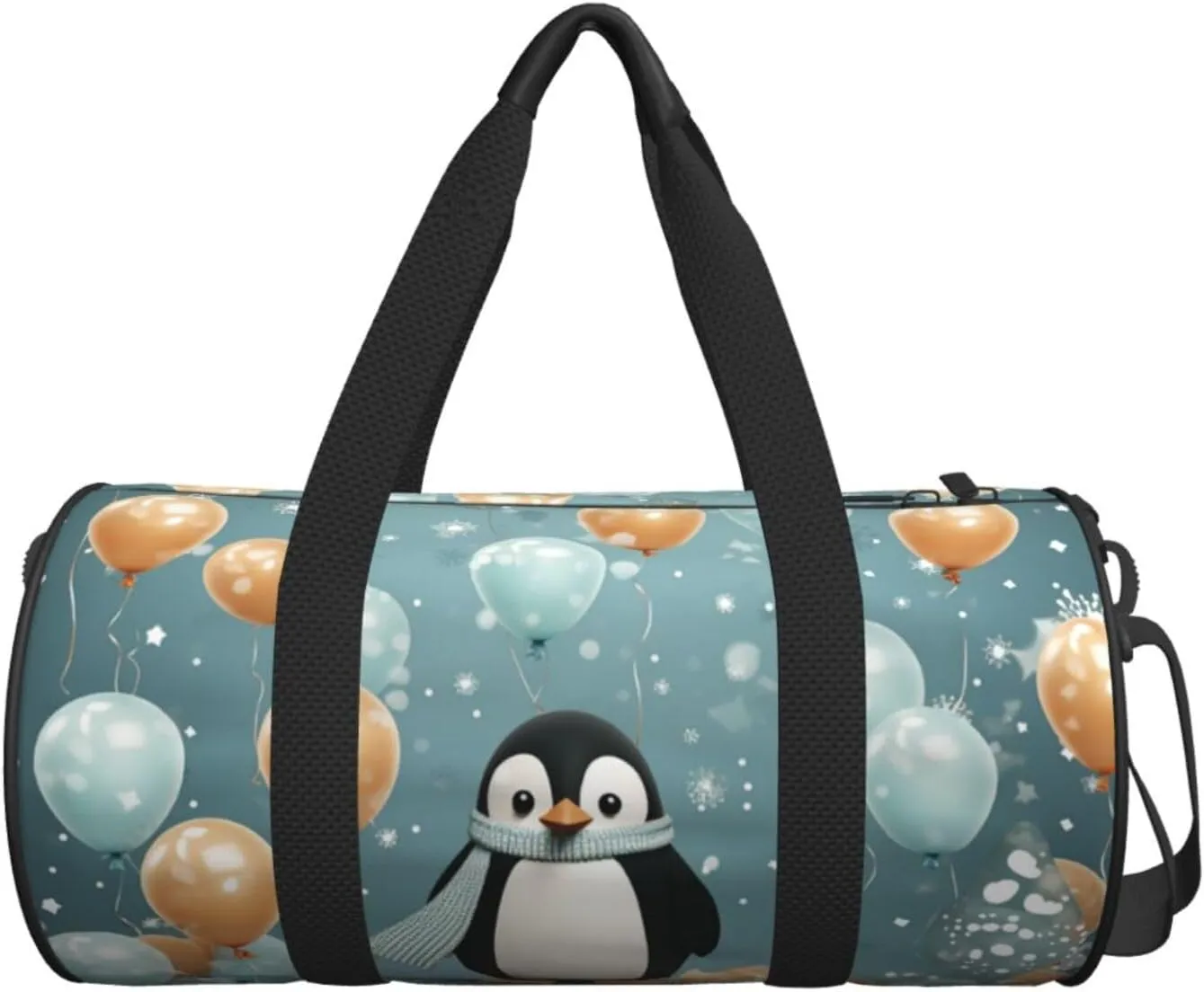 Penguin Balloon Snowflake Travel Duffle Bag for Men Women Sport Gym Bag Foldable Weekender Bag Carry on Overnight Bag for Travel Swimming Basketball