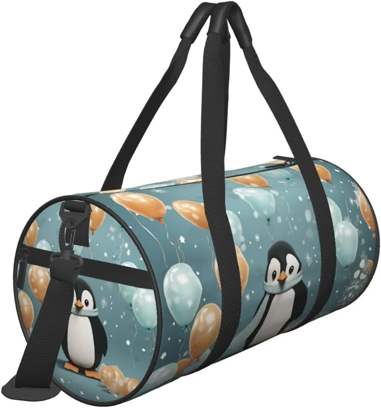 Penguin Balloon Snowflake Travel Duffle Bag for Men Women Sport Gym Bag Foldable Weekender Bag Carry on Overnight Bag for Travel Swimming Basketball
