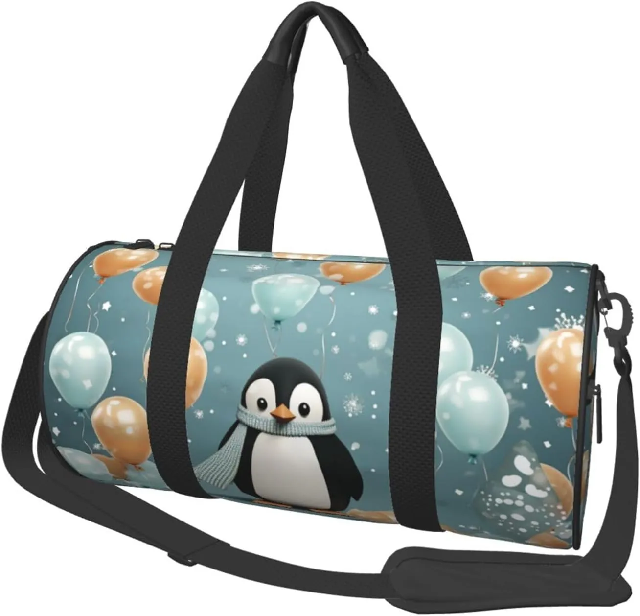 Penguin Balloon Snowflake Travel Duffle Bag for Men Women Sport Gym Bag Foldable Weekender Bag Carry on Overnight Bag for Travel Swimming Basketball