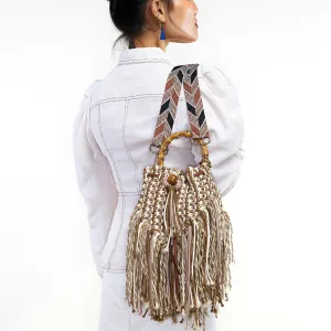 Penny Caramel, Golden Sand & Vanilla Macrame Bucket Bag