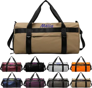 Personalised Women Duffel Bag Embroidered Name Custom Travel Tote Bag Overnight Weekender Bags with Wet Pockets and Shoe Compartment Gift for Travel Yoga Gym Storage Camping Moving