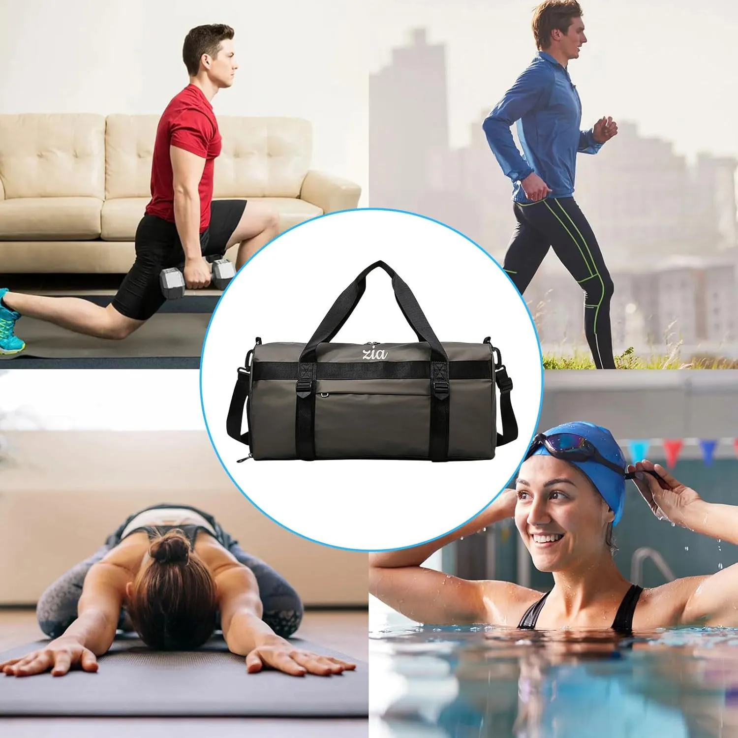 Personalised Women Duffel Bag Embroidered Name Custom Travel Tote Bag Overnight Weekender Bags with Wet Pockets and Shoe Compartment Gift for Travel Yoga Gym Storage Camping Moving