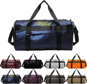 Personalised Women Duffel Bag Embroidered Name Custom Travel Tote Bag Overnight Weekender Bags with Wet Pockets and Shoe Compartment Gift for Travel Yoga Gym Storage Camping Moving