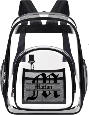 Personalized Clear Backpack with Name Custom Clear Bookbag Customized Any Text PVC Heavy Duty Transparent Backpack, Gifts