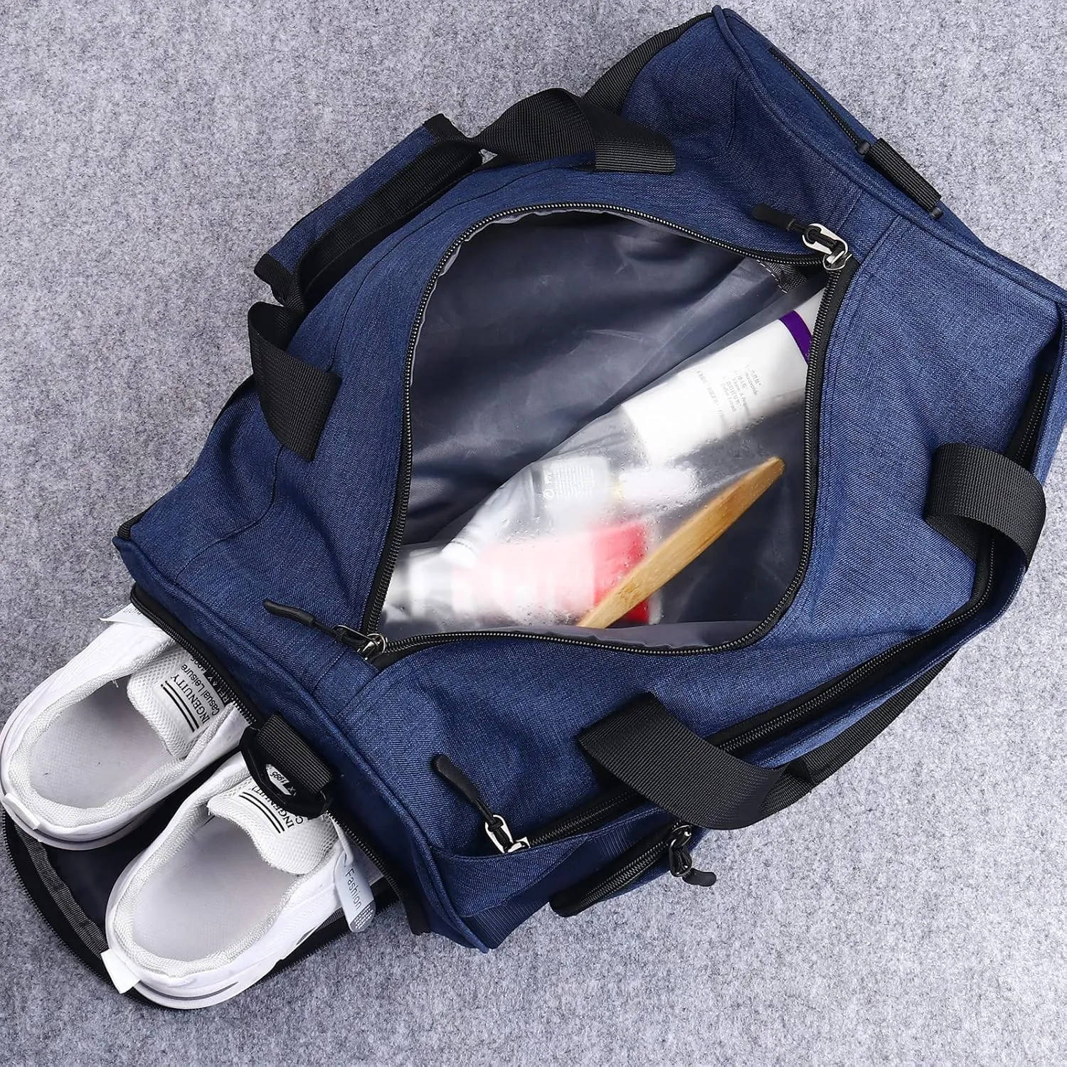 Personalized Duffel Bag, Custom Embroidered Gym Bag, Gym Bag with Shoe Compartment & Wet Dry Pockets, Sports Gym Travel Bag for Women & Men (Black, S)