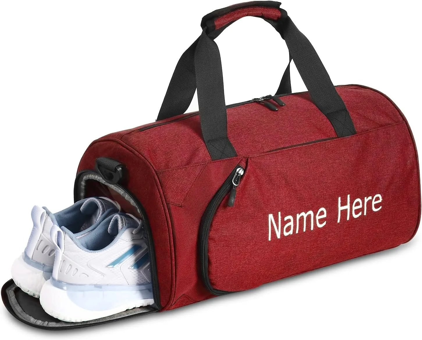 Personalized Duffel Bag, Custom Embroidered Gym Bag, Gym Bag with Shoe Compartment & Wet Dry Pockets, Sports Gym Travel Bag for Women & Men (Red, S)