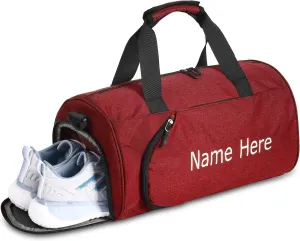 Personalized Duffel Bag, Custom Embroidered Gym Bag, Gym Bag with Shoe Compartment & Wet Dry Pockets, Sports Gym Travel Bag for Women & Men (Red, S)
