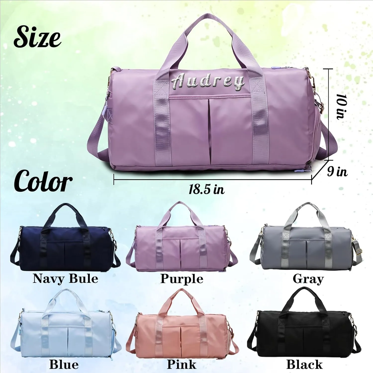 Personalized Duffle Bag Custom Embroidered Gym Bag with Name for Sports, Travel, Dance, Bridesmaid Gifts