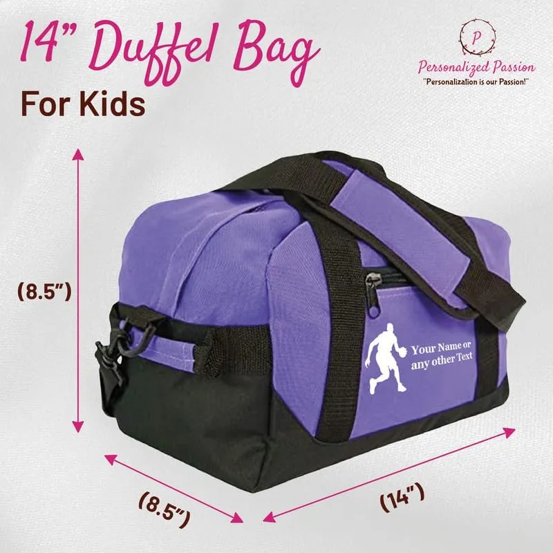 Personalized Passion Small Sports Duffel Bags for Kids - 14” Waterproof Travel Duffle with Embroidered Name & Martial Arts Design - White Two-Toned Kids Weekender Bag for Boys and Girls
