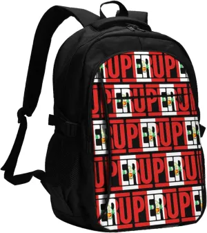 Peruvian Peru Flag Business Laptop Backpack Travel Backpacks Outdoor Rucksack Large Bag Daypack with USB Charging Port Multi-Pocket for Hiking Camping