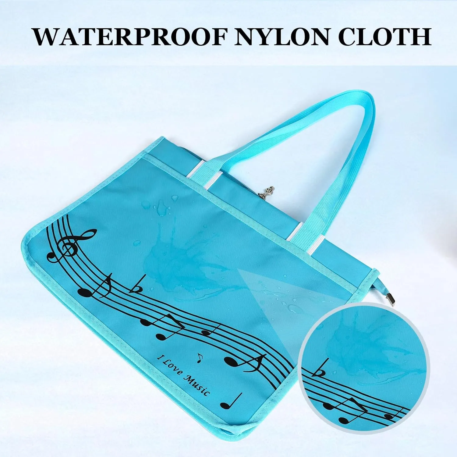 Piano Key Musical Note Tote Bag,Music Shoulder Handbag,Waterproof Nylon Cloth Womens Reusable Shopping Bags