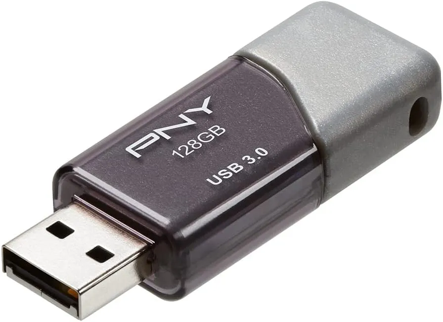 PNY 128GB Turbo Attache 3 USB 3.0 Flash Drive, Grey (Pack of 1)