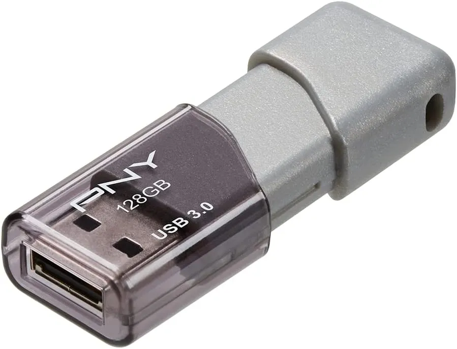 PNY 128GB Turbo Attache 3 USB 3.0 Flash Drive, Grey (Pack of 1)
