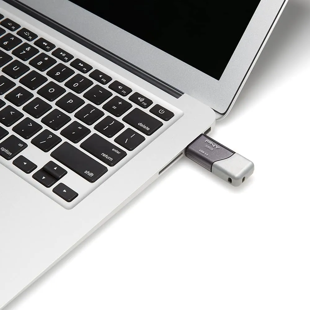 PNY 128GB Turbo Attache 3 USB 3.0 Flash Drive, Grey (Pack of 1)