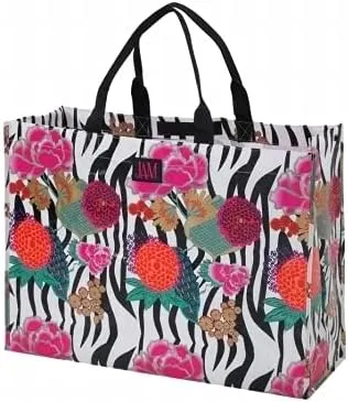 Poly Large Tote Bag Asian Floral Design