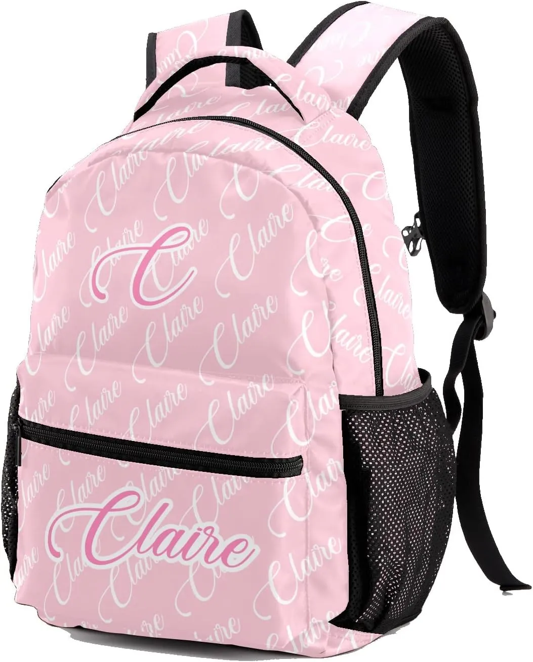 Polyester Personalized School Backpack Bookbag with Name Text, Fashion Custom Elementary Boys Girls Kids Book Bag, Waterproof Customize Bookbag Unique Gift, 1 Pack