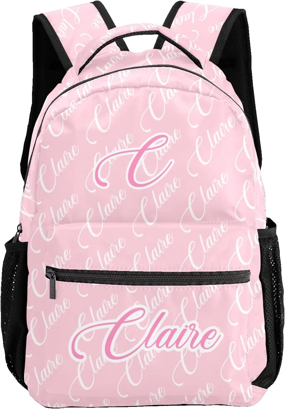 Polyester Personalized School Backpack Bookbag with Name Text, Fashion Custom Elementary Boys Girls Kids Book Bag, Waterproof Customize Bookbag Unique Gift, 1 Pack