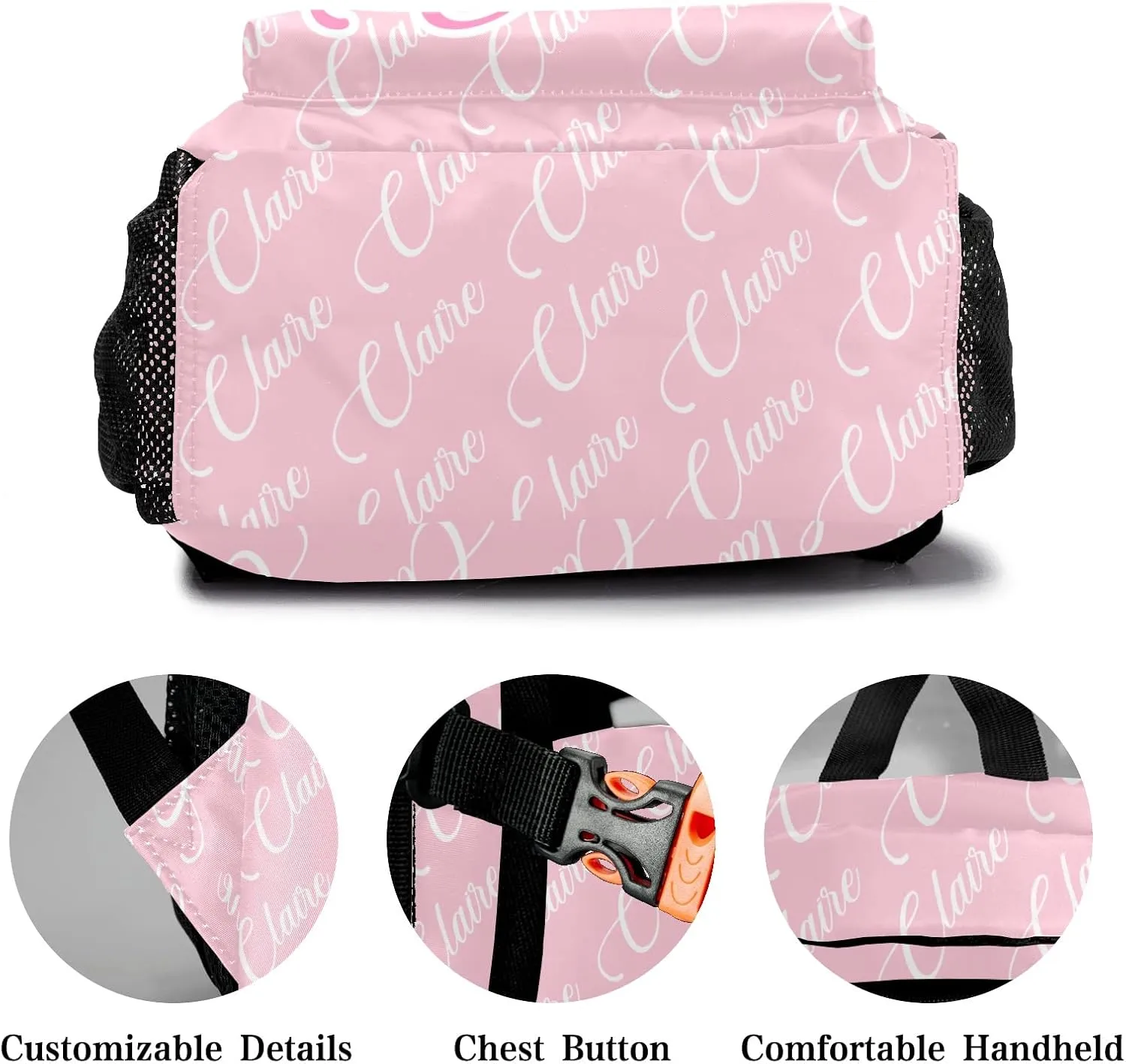 Polyester Personalized School Backpack Bookbag with Name Text, Fashion Custom Elementary Boys Girls Kids Book Bag, Waterproof Customize Bookbag Unique Gift, 1 Pack