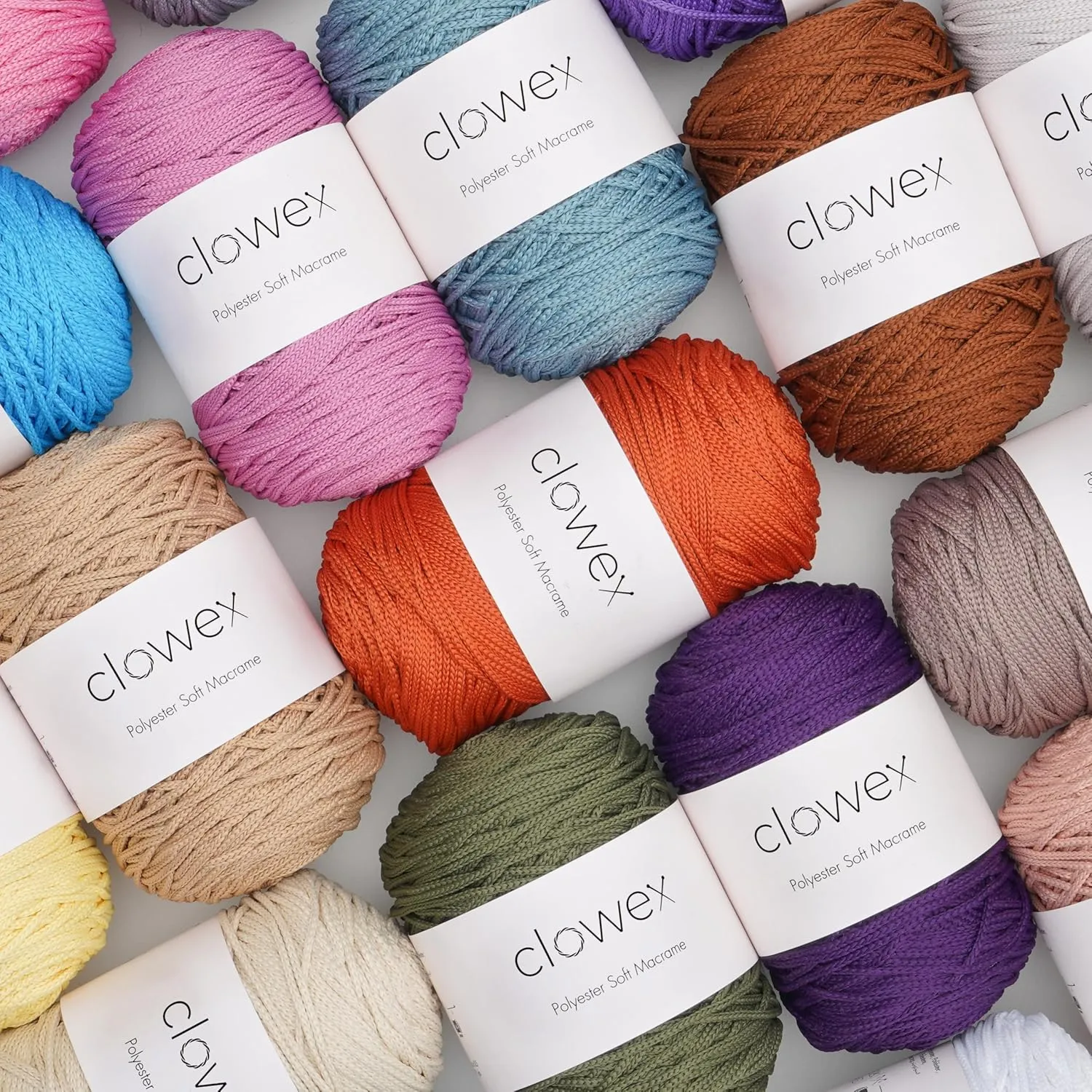 Polyester Soft Macrame Cord 2.5-3mm, 4 Skeins x 191 Yards x 1/9 inc Turkish Polyester Rope, Braided Macrame Yarn for DIY Crafts, Plant Hanger, Wall Hanging, Macrame Bag