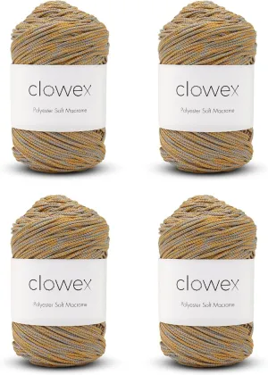Polyester Soft Macrame Cord 2.5-3mm, 4 Skeins x 191 Yards x 1/9 inc Turkish Polyester Rope, Braided Macrame Yarn for DIY Crafts, Plant Hanger, Wall Hanging, Macrame Bag