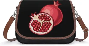 Pomegranate Women's Crossbody Bags PU Leather Shoulder Bag Handbag Purse Messenger Bag with Shoulder Strap