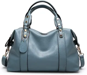 PORRASSO Elegant Handbag - Ladies Shoulder Crossbody Top-Handle Work Travel Dating Bag - Waterproof PU Leather Blue