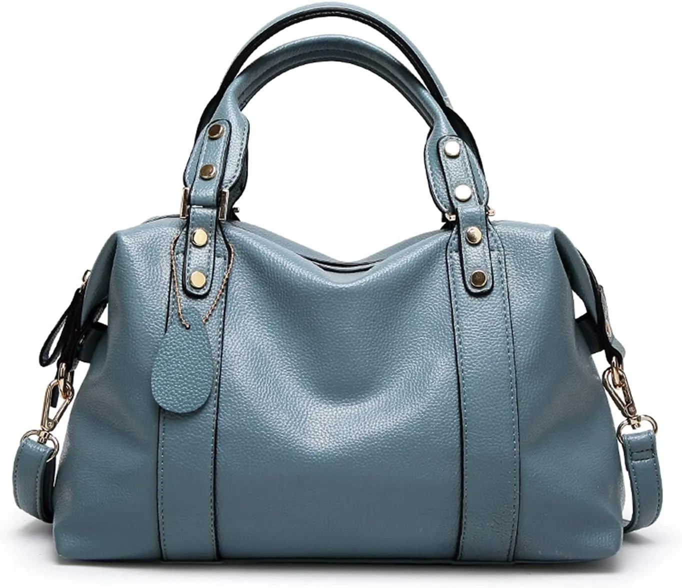 PORRASSO Elegant Handbag - Ladies Shoulder Crossbody Top-Handle Work Travel Dating Bag - Waterproof PU Leather Blue