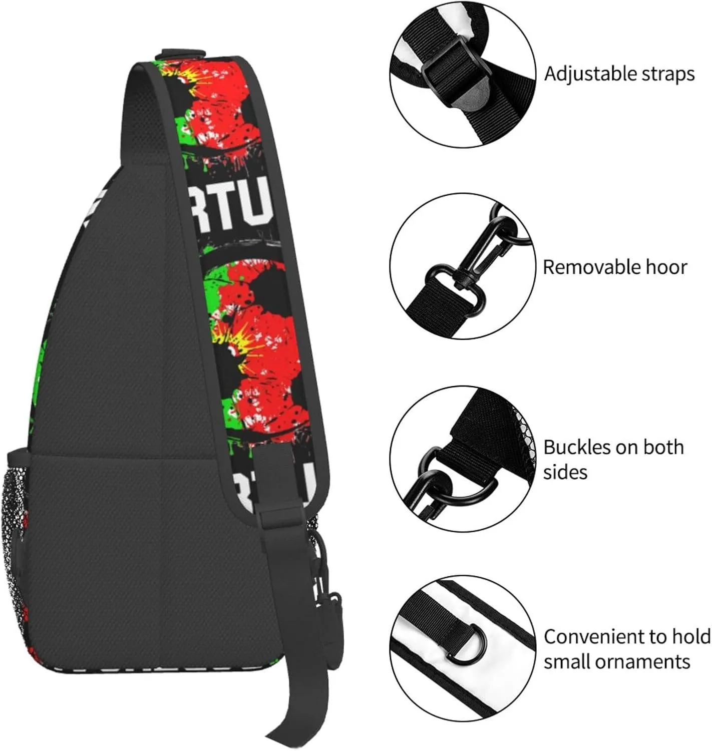 Portugal Soccer Portuguese Football Flag Chest Sling Bag Crossbody Shoulder Backpack Bag Gym Cycling Daypack Travel Hiking Cross Bag