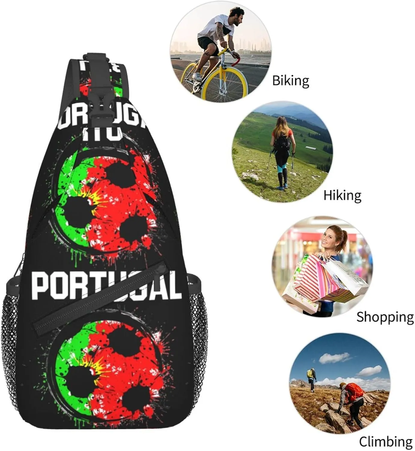 Portugal Soccer Portuguese Football Flag Chest Sling Bag Crossbody Shoulder Backpack Bag Gym Cycling Daypack Travel Hiking Cross Bag