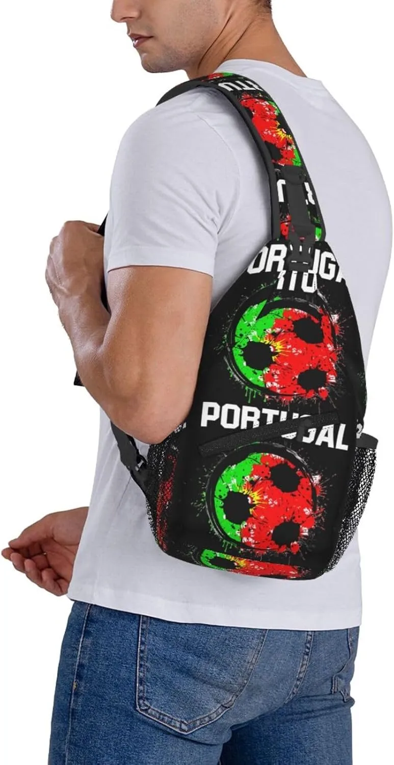Portugal Soccer Portuguese Football Flag Chest Sling Bag Crossbody Shoulder Backpack Bag Gym Cycling Daypack Travel Hiking Cross Bag
