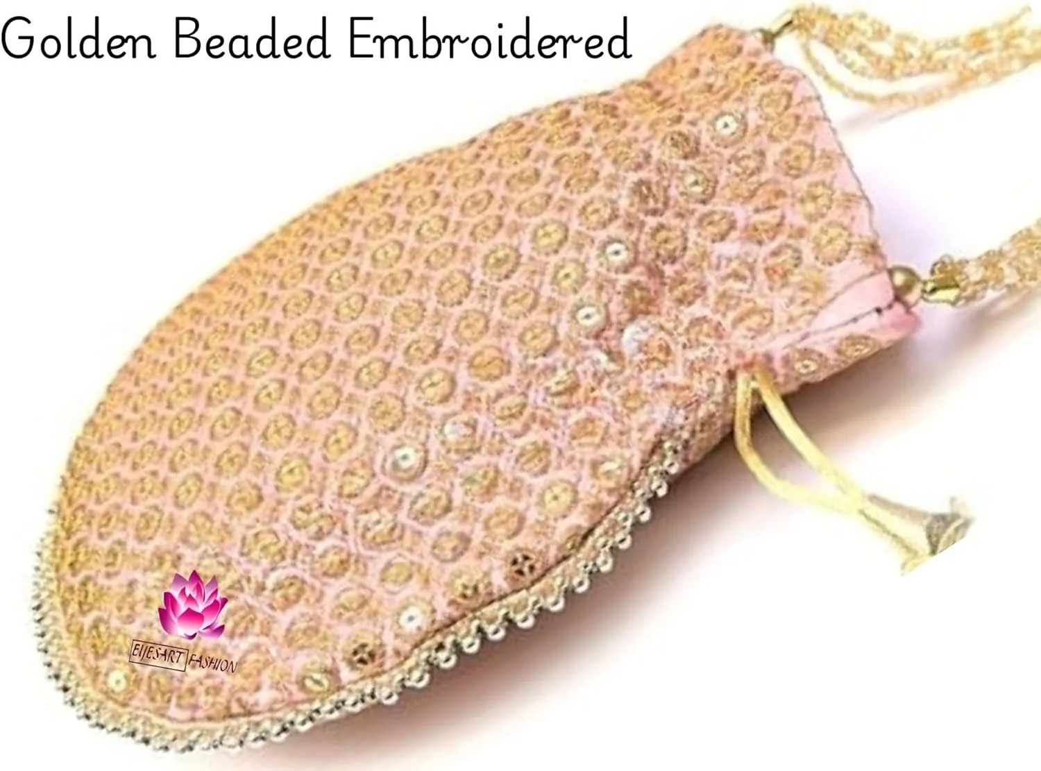 Potli Bag For Women Ethnic Designer Embroidery Work Batwa Pearls Handle With Intricate Bridal Drawstring Stylish Bridal Women