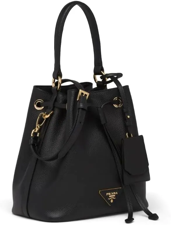 Prada Bucket Saffiano Black Leather Bag