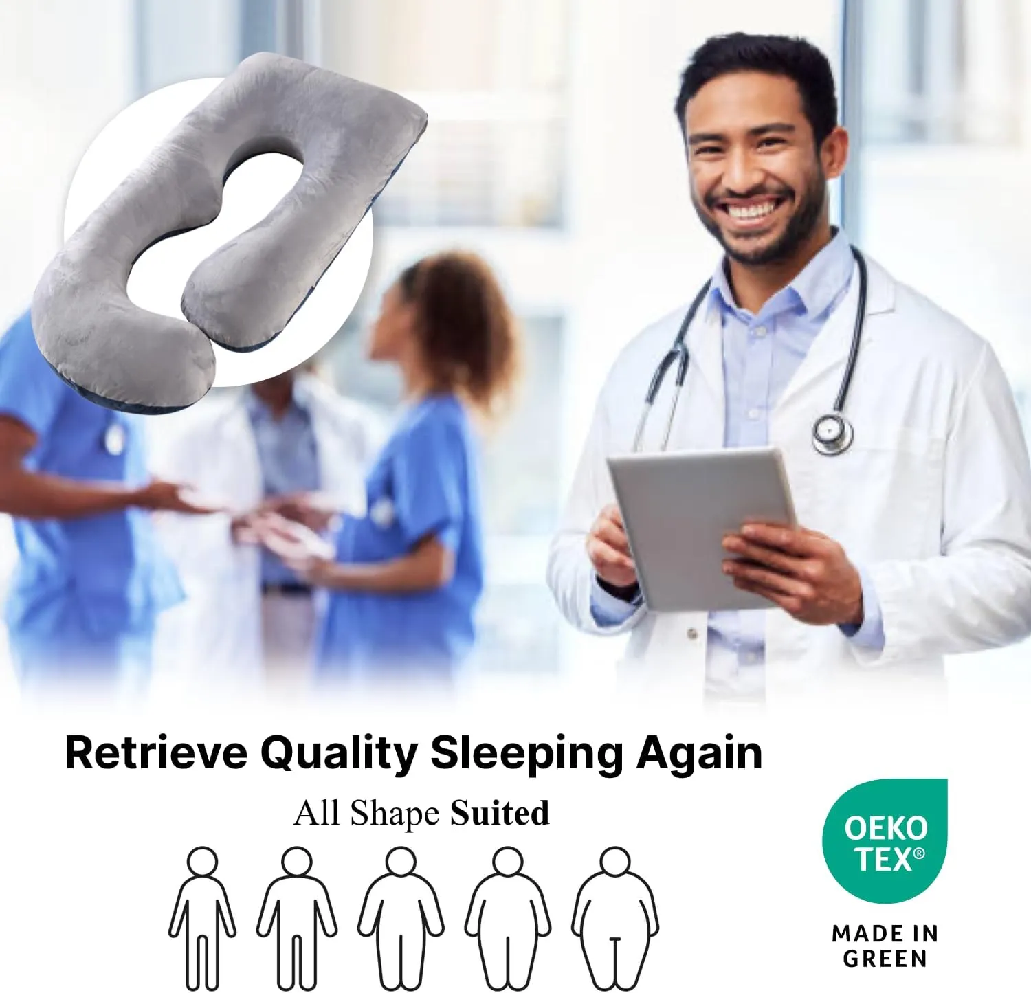 Pregnancy Pillow, Full Body Maternity Pillow 57 inch, with Removable Washable Cover - Sleep Support for Legs, Back, Neck, Shoulder, HIPS, Belly, Velvet Cover-Grey-Dark Blue